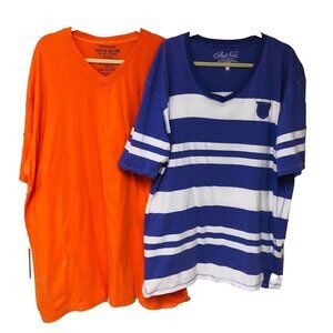 Parish‎ Nation V-Neck T-Shirt LOT of 2 Men's 4X Short Slvs Cotton Orange Purple